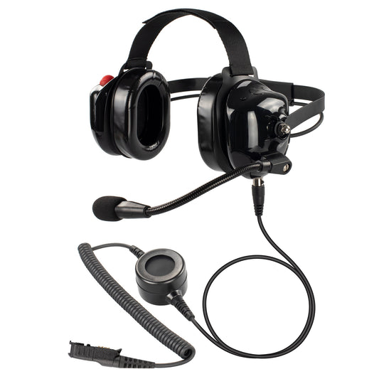 BOMMEOW BHDH40PTT-BK-AX Dual Muff Earpads Noise Reduction Headset PTT for Motorola XPR3300 3500 Radio(Black)