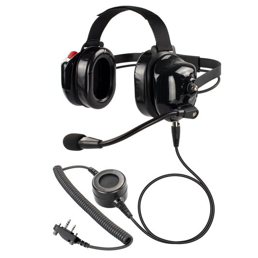 BOMMEOW BHDH40PTT-BK-I2 Dual Muff Earpads Noise Reduction Headset PTT for ICOM IC-F1000 F-2000 Radio(Black)