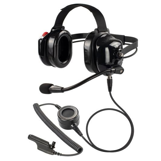 BOMMEOW BHDH40PTT-BK-M7 Dual Muff Earpads Noise Reduction Headset PTT for Motorola XTS 2000 2250 Radio(Black)