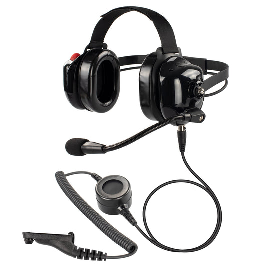 BOMMEOW BHDH40PTT-BK-M9 Dual Muff Earpads Noise Reduction Headset PTT for Motorola XPR6350 Radio(Black)