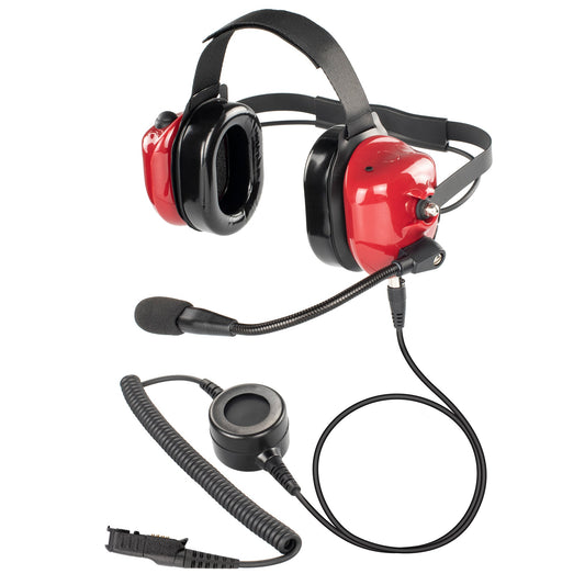 BOMMEOW BHDH40PTT-RD-AX Dual Muff Earpads Noise Reduction Headset PTT for Motorola XPR3300 3500 Radio(Red)