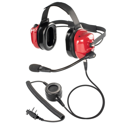 BOMMEOW BHDH40PTT-RD-I2 Dual Muff Earpads Noise Reduction Headset PTT for ICOM IC-F1000 F-2000 Radio(Red)