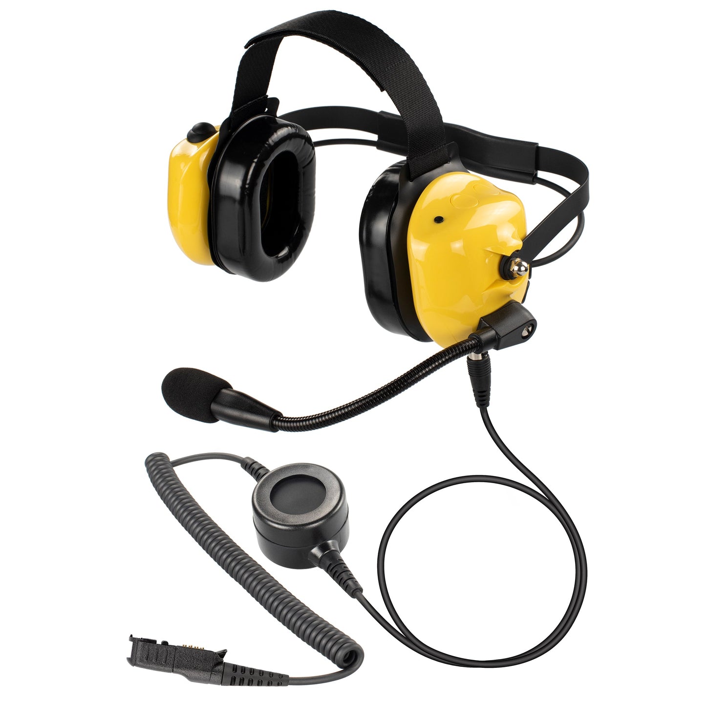 BOMMEOW BHDH40PTT-YW-AX Dual Muff Earpads Noise Reduction Headset PTT for Motorola XPR3300 3500 Radio (Yellow)