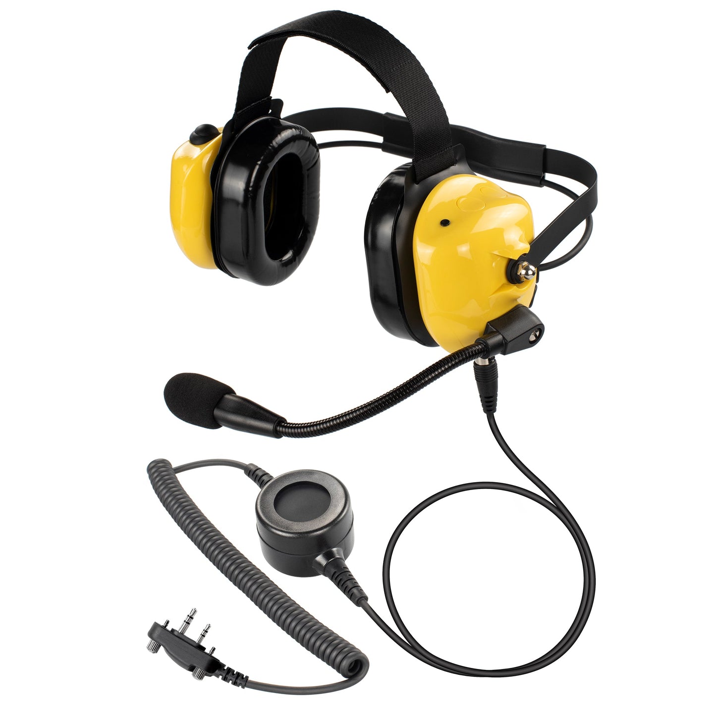 BOMMEOW BHDH40PTT-YW-I2 Dual Muff Earpads Noise Reduction Headset PTT for ICOM IC-F1000 F-2000 Radio (Yellow)