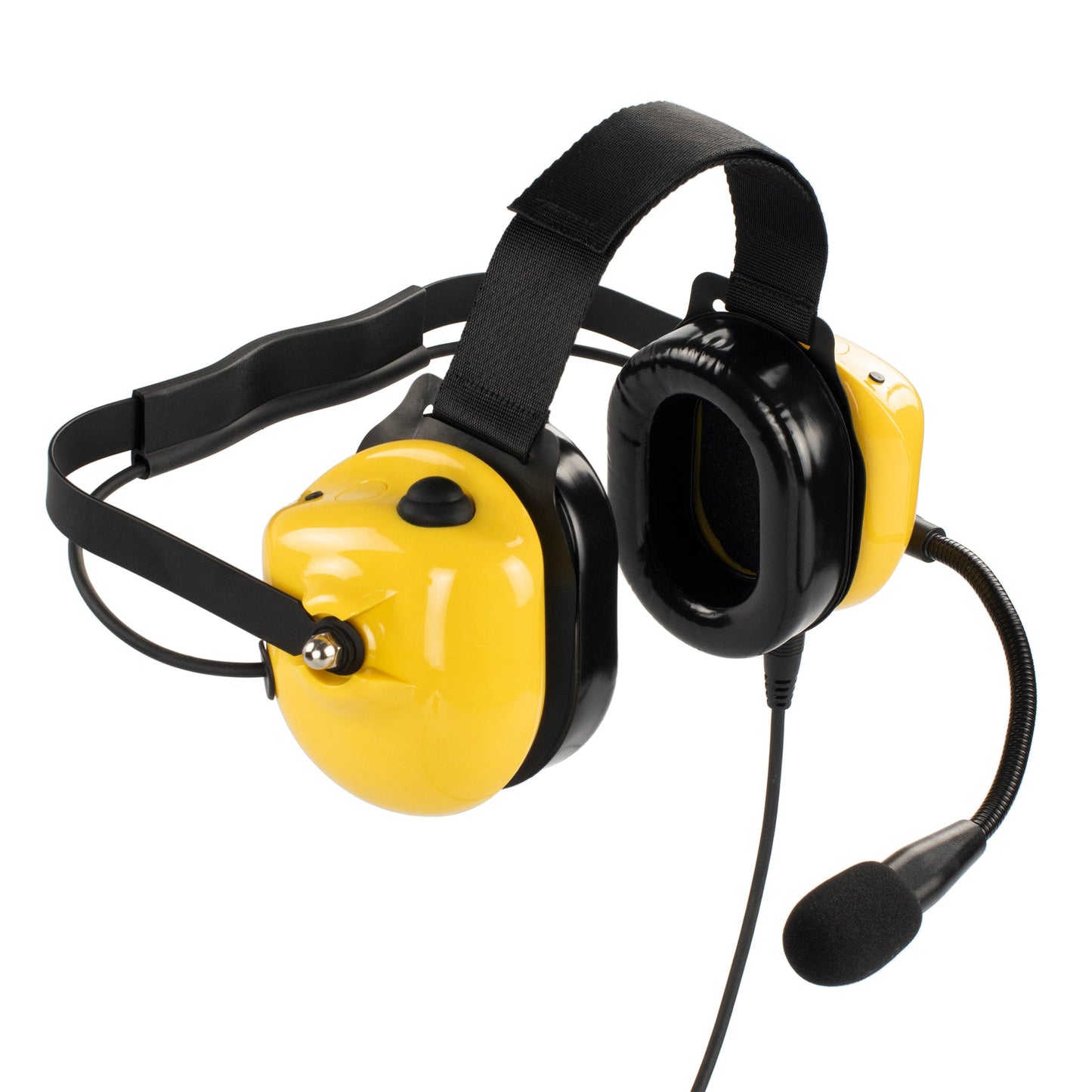 BOMMEOW BHDH40PTT-YW-I2 Dual Muff Earpads Noise Reduction Headset PTT for ICOM IC-F1000 F-2000 Radio (Yellow)