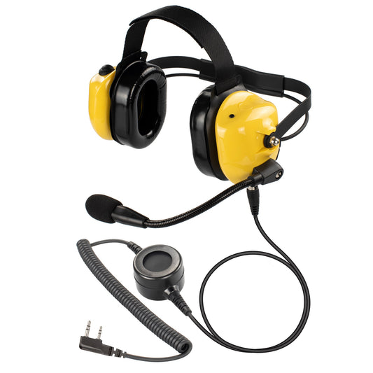 BOMMEOW BHDH40PTT-YW-K2 Dual Muff Earpads Noise Reduction Headset PTT for Kenwood TK-2360 Radio (Yellow)