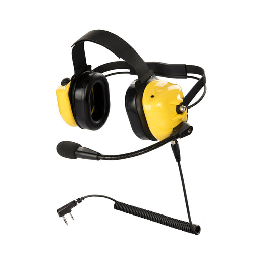 Bommeow BHDH40-YW-K2 Dual Muff Earpads Noise Cancelling Headset No PTT for Kenwood TK-3220 Radio (Yellow)