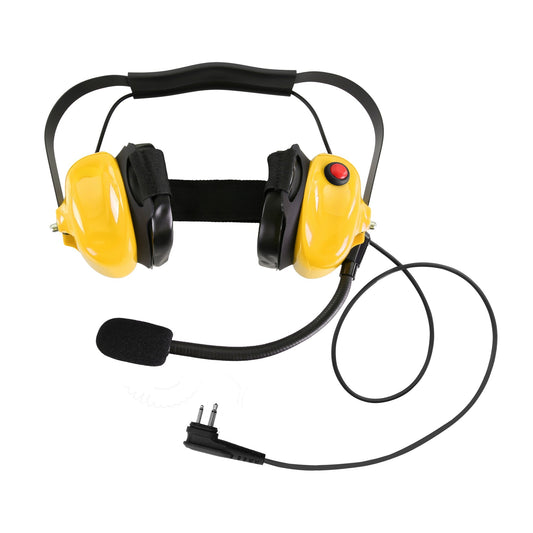 Bommeow BHDH40-YW-M1A Dual Muff Earpads Noise Cancelling Headset No PTT for Motorola RDM2070D Radio (Yellow)