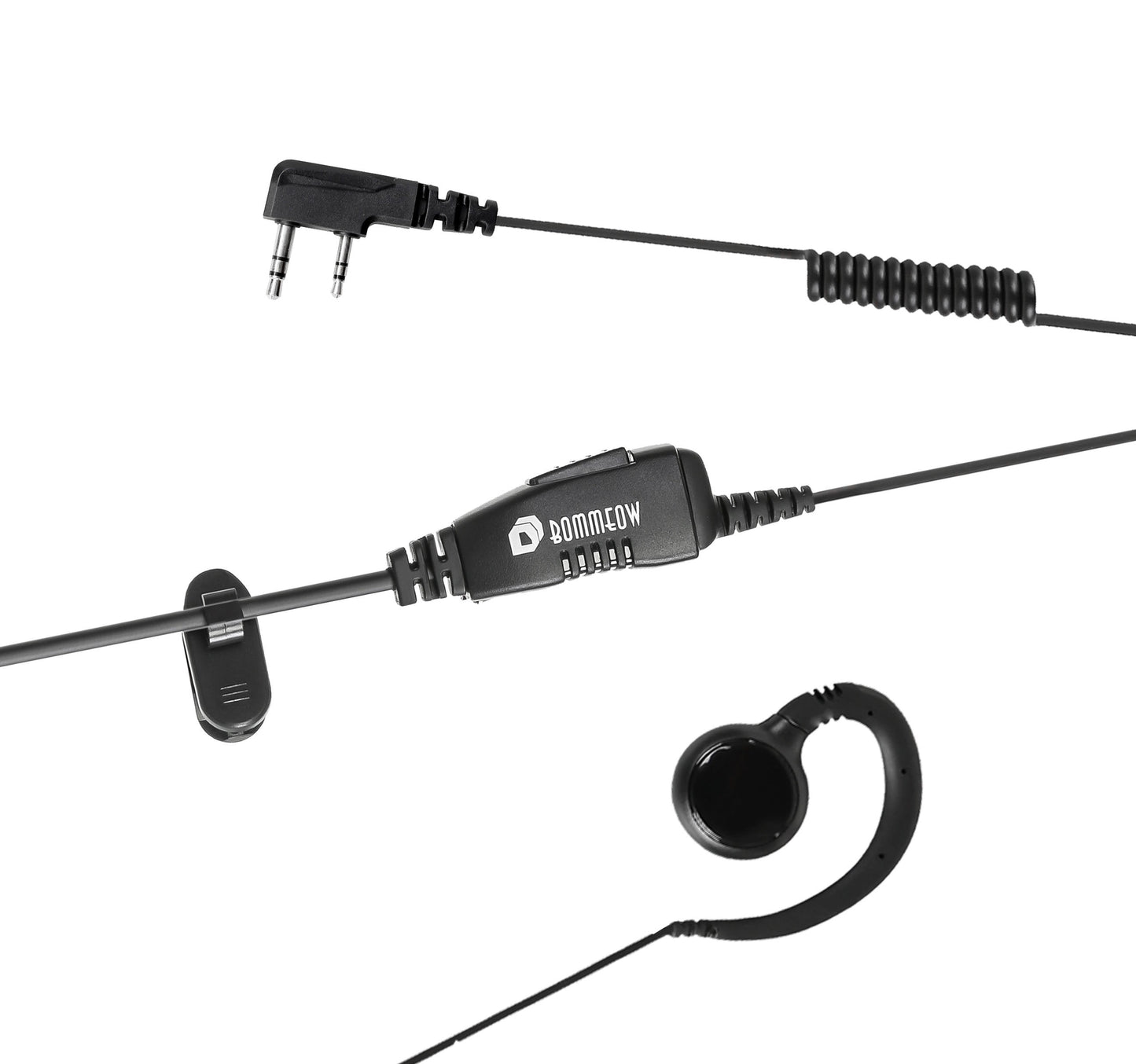 BOMMEOW BSE12-K2 C-Shape Swivel Style Earpiece Headset for Kenwood Radio TK-220 TK-320 TK-3170 TK-3173